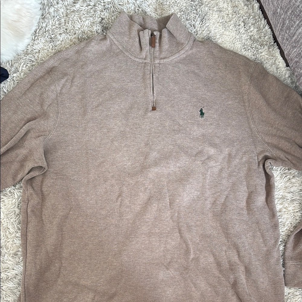 Ralph Lauren Beige Quarter-Zip Sweater